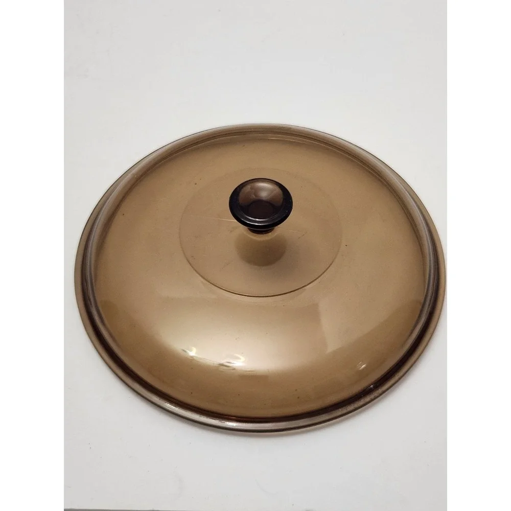 Corning Vision Ware Amber Pyrex Glass 0.5L Sauce Pan/Pot USA With Lid Used